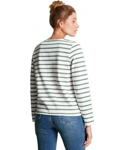 Women's Aubree Long Sleeve Jersey Top Cream Green Stripe $22.50 T-Shirts