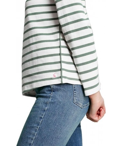 Women's Aubree Long Sleeve Jersey Top Cream Green Stripe $22.50 T-Shirts