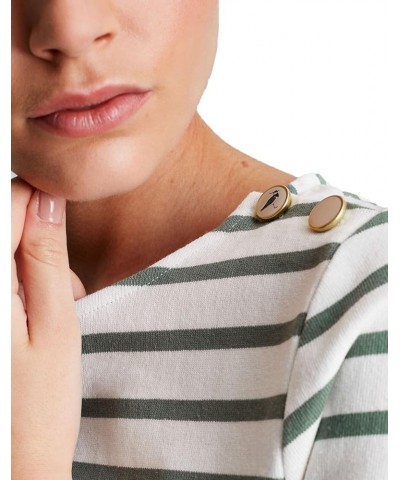 Women's Aubree Long Sleeve Jersey Top Cream Green Stripe $22.50 T-Shirts