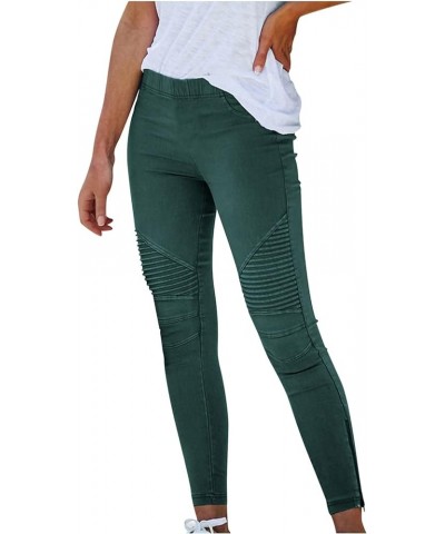 Women's Summer Workout Leggings High Waist Elastic Jeggings Lightweight Slim Long Pants Casual Joggers with Pockets Green $10...