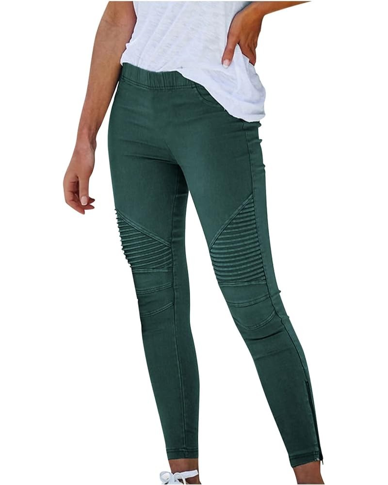 Women's Summer Workout Leggings High Waist Elastic Jeggings Lightweight Slim Long Pants Casual Joggers with Pockets Green $10...