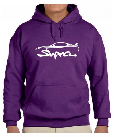 Toyo Supra Sports Car Classic Outline Design Hoodie Fleece Sweatshirt Purple $23.38 Sweatshirts