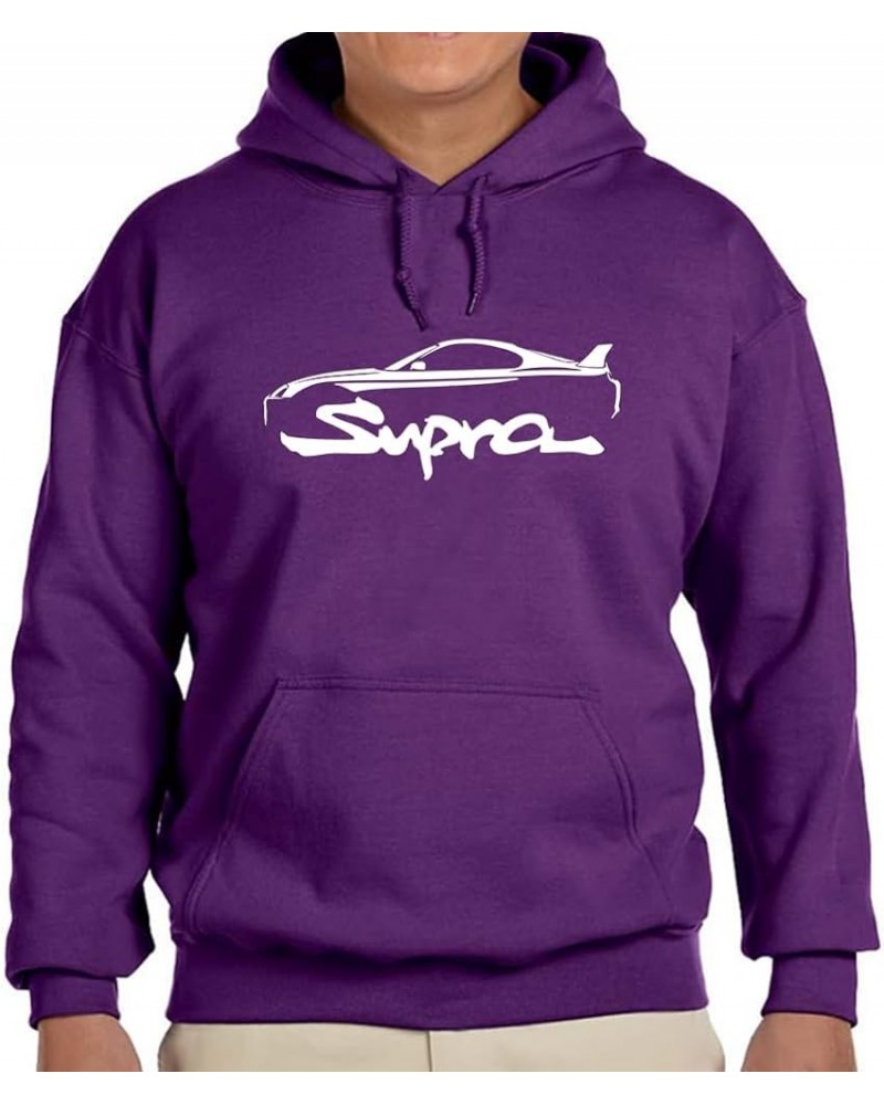 Toyo Supra Sports Car Classic Outline Design Hoodie Fleece Sweatshirt Purple $23.38 Sweatshirts