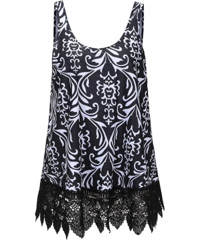 Plus Size Swing Lace Flowy Tank Top for Women F00 Black White Boho $10.75 Tanks