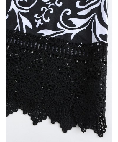 Plus Size Swing Lace Flowy Tank Top for Women F00 Black White Boho $10.75 Tanks