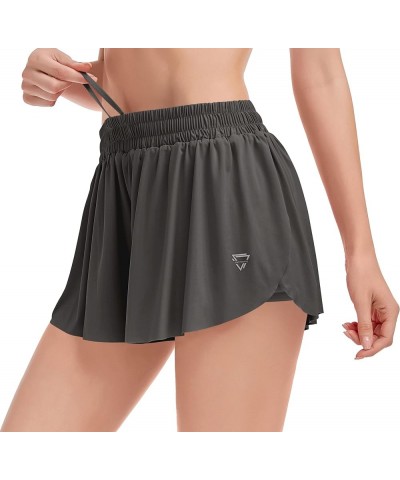 2 in 1 Womens Flowy Athletic Shorts for Running,Yoga,Workout,Biker Butterfly Shorts with Pocket in Summer Grey - New $8.69 Ac...