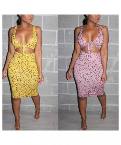 Womens Sexy 2 Piece Midi Dress Outfits - Sleeveless Tie Dye Print Tank Crop Top Bodycon Skirts Set Leopard Pink $18.06 Dresses