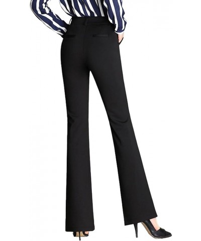 Women's Business Stretchy Regular Solid Color Bootcut Dress Pants with Pockets Black $18.23 Pants