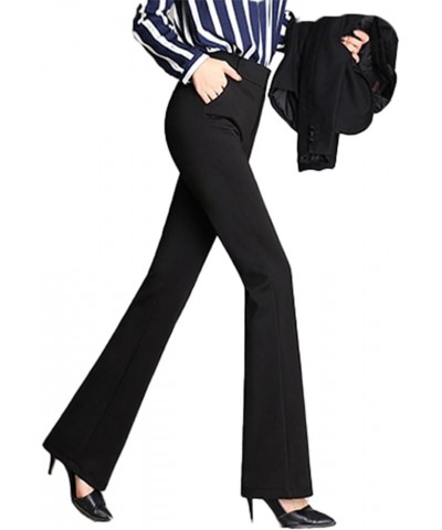 Women's Business Stretchy Regular Solid Color Bootcut Dress Pants with Pockets Black $18.23 Pants