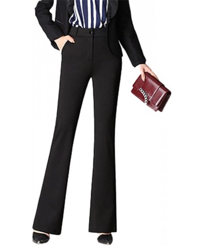 Women's Business Stretchy Regular Solid Color Bootcut Dress Pants with Pockets Black $18.23 Pants