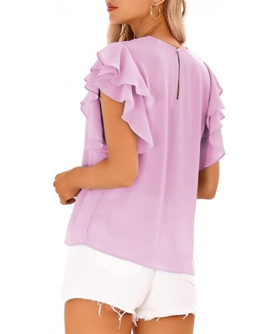 Short Sleeve V Neck T Shirts for Womens Summer Tops Casual Tunic Tops Loose Fit Pink Crewneck $9.71 Tops