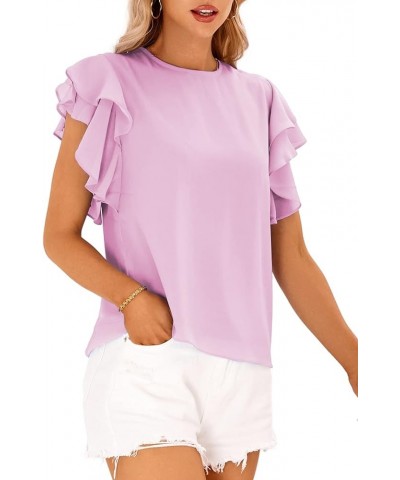 Short Sleeve V Neck T Shirts for Womens Summer Tops Casual Tunic Tops Loose Fit Pink Crewneck $9.71 Tops