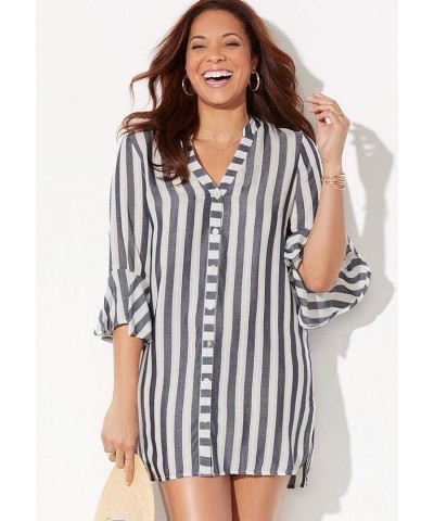 Women's Plus Size Sandra Button Up Cover Up Shirt Natural $32.61 Swimsuits