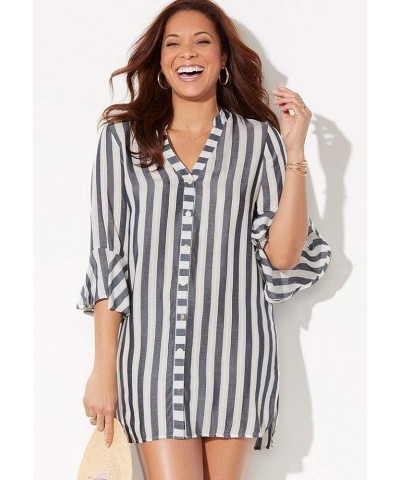 Women's Plus Size Sandra Button Up Cover Up Shirt Natural $32.61 Swimsuits