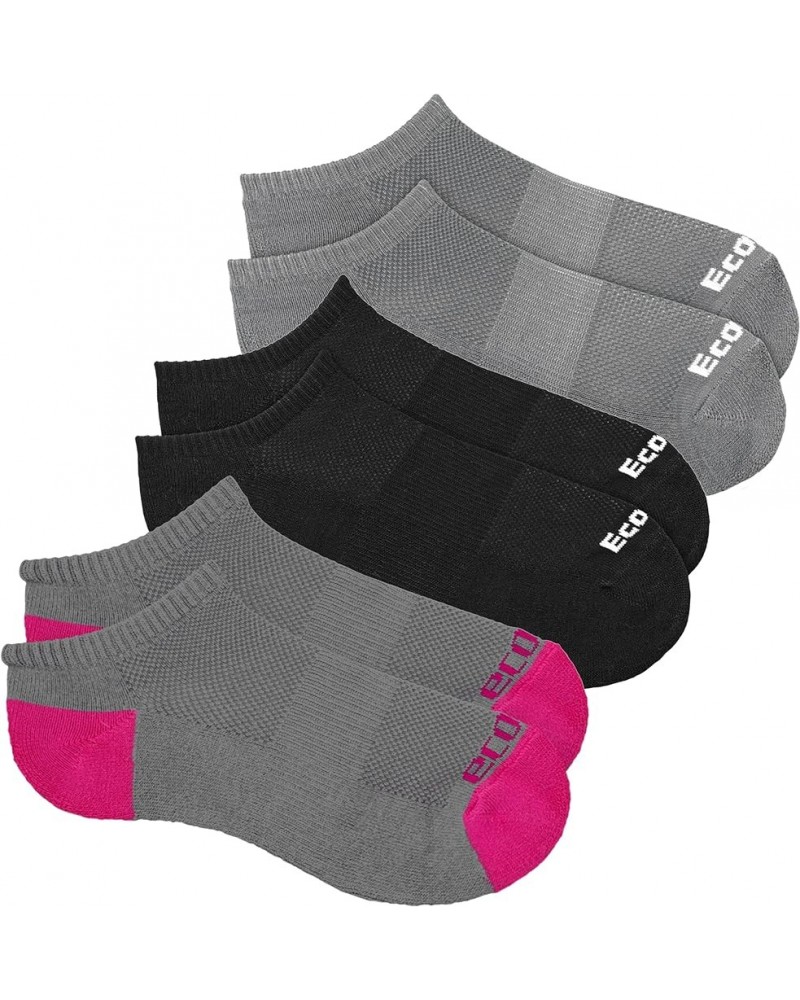 Bamboo Viscose Unisex Casual Footie 3 Pairs No Show Made in USA (Grey, Black, Pink) $22.07 Activewear