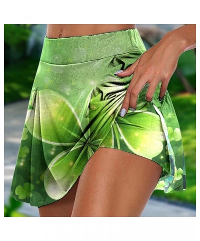 2 in 1 Flowy Running Shorts for Women St Patrick's Day High Waisted Athletic Shorts Tennis Skirt Clover Graphic Yoga Skort A0...