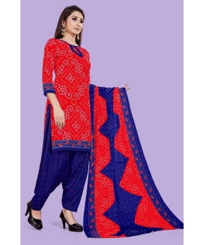 Fully Stiched New Punjabi Style Salwar Suit of Crepe Fabric with Chiffon Dupatta for Women Red-37 $20.42 Suits