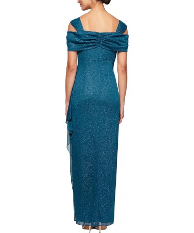 Women's Long Cold Shoulder Dress (Petite and Regular Sizes) Peacock Glitter $42.47 Dresses