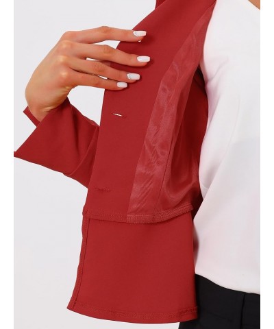 Peplum Blazer for Women's Peter Pan Collar Ruffle Hem Elegant Office Work Blazers Red $23.19 Blazers