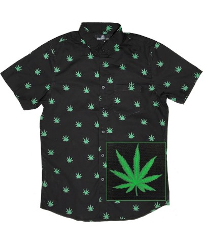 Official Molokai Button up Slim Fit Hawaiian Short Sleeve Shirts Cannabis (Black) $15.84 Shirts