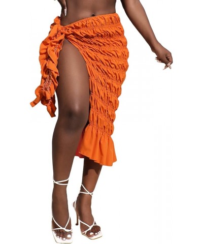 Women's Bikini Bottom Swimsuit Cover Up Tie Side Ruffle Wrap Beach Cover Up Skirt Orange $15.36 Swimsuits