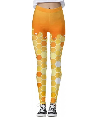 Full Length Women's Leggings Colorful Geometric Print Leggings Hiking Running Pants Pockets Thermal Velvet Winter Orange-b $7...