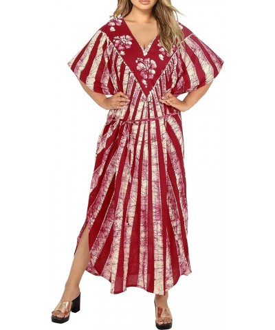 Women's Elegant Maxi Kaftan Dress Caftan Loungewear Dashiki House Dresses for Women Crimson, Stripes $13.05 Swimsuits