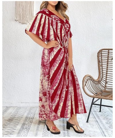 Women's Elegant Maxi Kaftan Dress Caftan Loungewear Dashiki House Dresses for Women Crimson, Stripes $13.05 Swimsuits