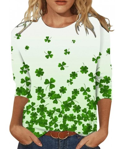 St Pattys Day T Shirt Womens Shamrocks Lucky Clover Tee Tops Loose Fit Funny Green St Paddys Day Tshirt Blouse Tunic 492-slnj...