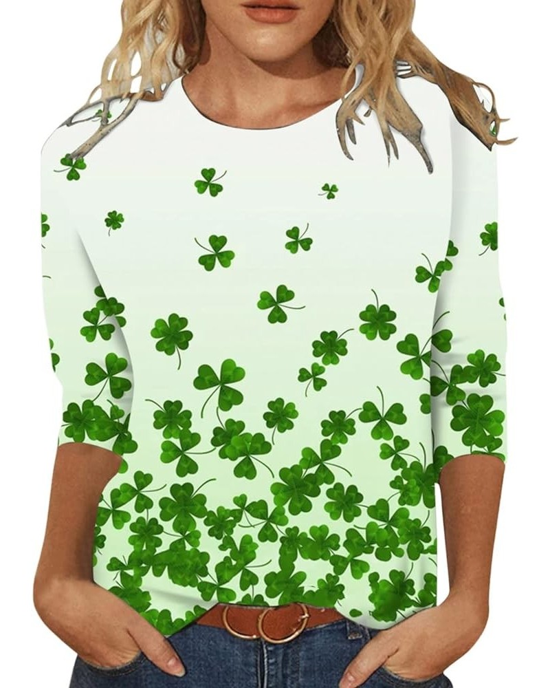 St Pattys Day T Shirt Womens Shamrocks Lucky Clover Tee Tops Loose Fit Funny Green St Paddys Day Tshirt Blouse Tunic 492-slnj...