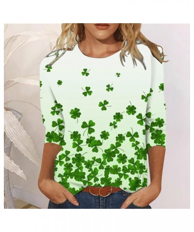 St Pattys Day T Shirt Womens Shamrocks Lucky Clover Tee Tops Loose Fit Funny Green St Paddys Day Tshirt Blouse Tunic 492-slnj...