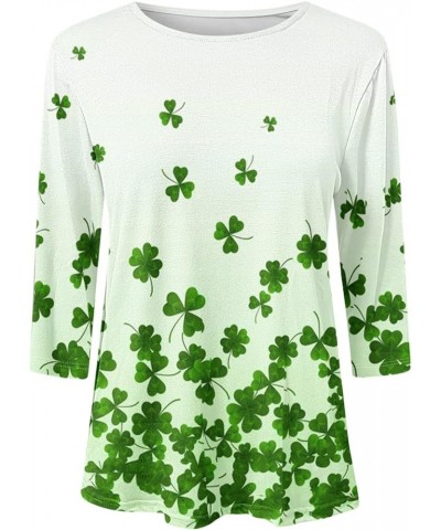 St Pattys Day T Shirt Womens Shamrocks Lucky Clover Tee Tops Loose Fit Funny Green St Paddys Day Tshirt Blouse Tunic 492-slnj...