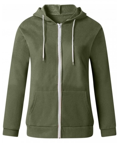 Womens Zip Up Hoodies with Pockets Lightweight Fleece Warm Sweatshirts Casual Y2K Tops Hooded Drawstring Jackets C-army Green...