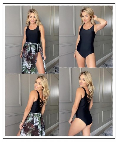 Womens Color Block Print One Piece Swimsuits Athletic Training Swimwear Bathing Suits(Available in Plus) Regular Color Black ...