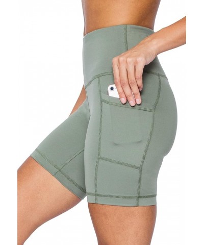 High Waist Squat Proof Side Pocket Biker Shorts - 3.5", 5", 7", 9 Deep Lichen Green 7 $15.92 Activewear