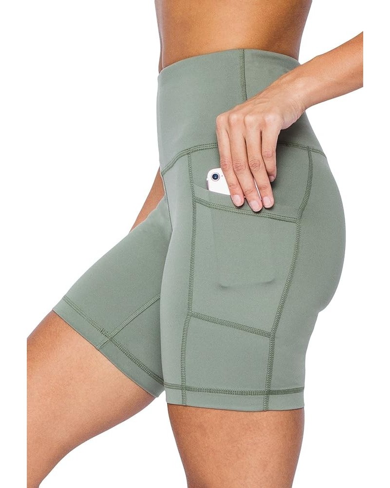 High Waist Squat Proof Side Pocket Biker Shorts - 3.5", 5", 7", 9 Deep Lichen Green 7 $15.92 Activewear