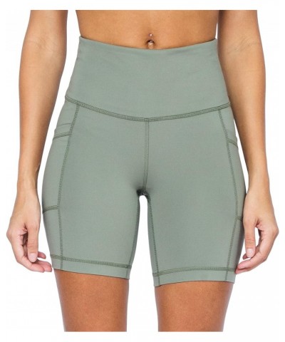 High Waist Squat Proof Side Pocket Biker Shorts - 3.5", 5", 7", 9 Deep Lichen Green 7 $15.92 Activewear