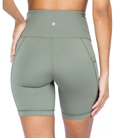 High Waist Squat Proof Side Pocket Biker Shorts - 3.5", 5", 7", 9 Deep Lichen Green 7 $15.92 Activewear