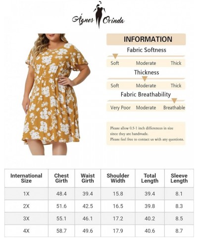 Summer Dresses for Women Plus Size 2023 V Neck Flare Sleeve Sundress Peplum Midi Ruffle Dress Yellow $21.92 Dresses