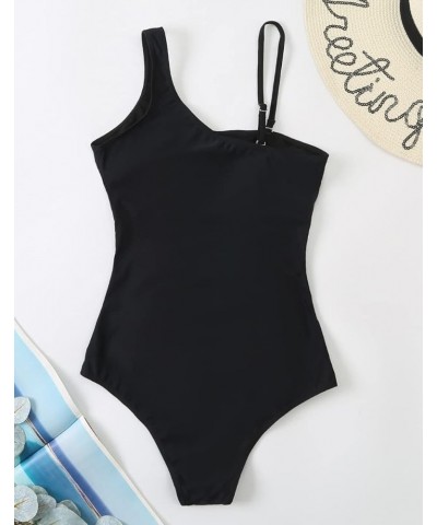 Sexy One Piece Bathing Suits for Women Cutout Mesh Tummy Control One Shoulder Swimsuits with Adjustable Strap Black $14.49 Sw...