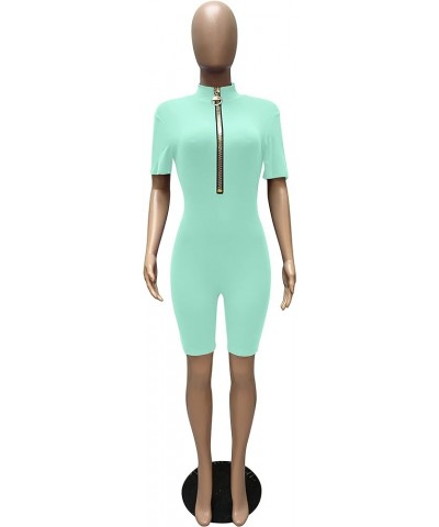 Jumpsuits for Women Sexy Bodycon Long Sleeve V Neck Rich Hold Zipper One Piece Outfits Lake Green With Rich Hold Zipper $18.2...