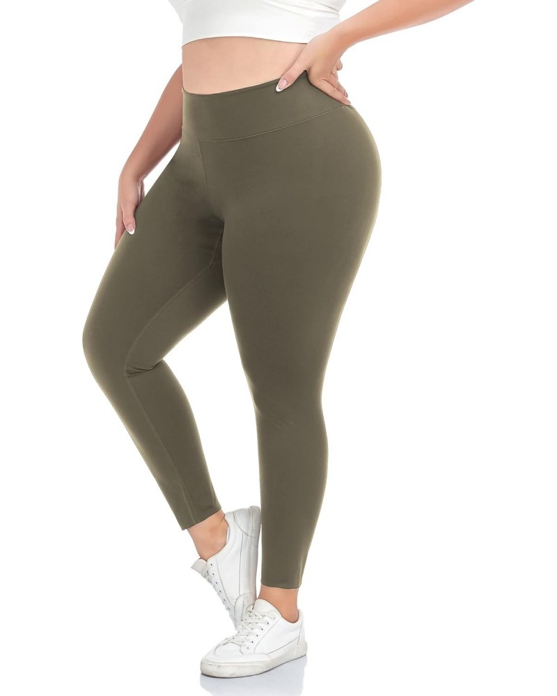 Plus Size Fleece Lined Leggings for Women Thermal Underwear Long Joins Base Layer Yoga Pants Bottom - Olive Green 2XL $13.74 ...