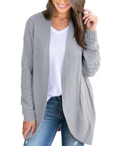 Womens Loose Open Front Cardigan Long Sleeve Casual Lightweight Soft Knit Sweaters Coat with Pockets Z Cable Grey $23.93 Swea...