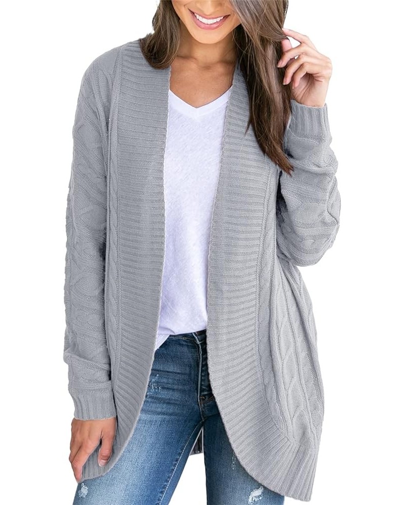 Womens Loose Open Front Cardigan Long Sleeve Casual Lightweight Soft Knit Sweaters Coat with Pockets Z Cable Grey $23.93 Swea...