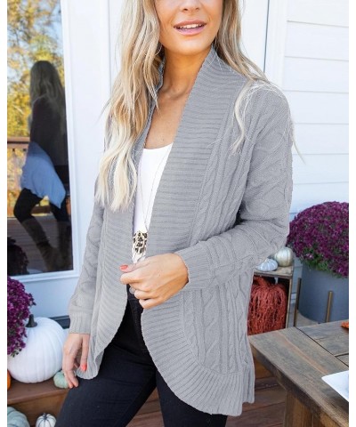 Womens Loose Open Front Cardigan Long Sleeve Casual Lightweight Soft Knit Sweaters Coat with Pockets Z Cable Grey $23.93 Swea...