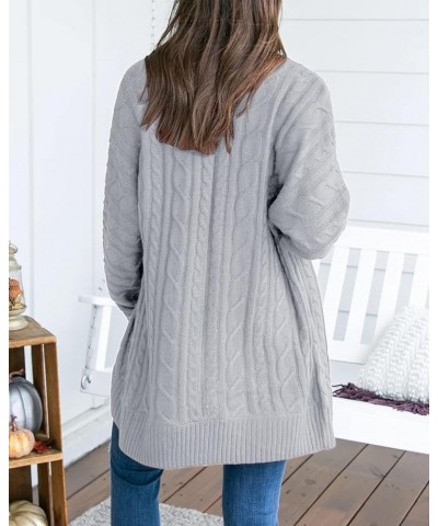 Womens Loose Open Front Cardigan Long Sleeve Casual Lightweight Soft Knit Sweaters Coat with Pockets Z Cable Grey $23.93 Swea...