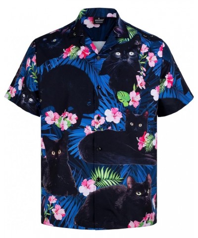 Funny Mens Hawaiian Shirts Short Sleeve Button Up Beach Summer Button Down Hawaiian Shirt for Men Women Cat 01 $12.50 Activewear