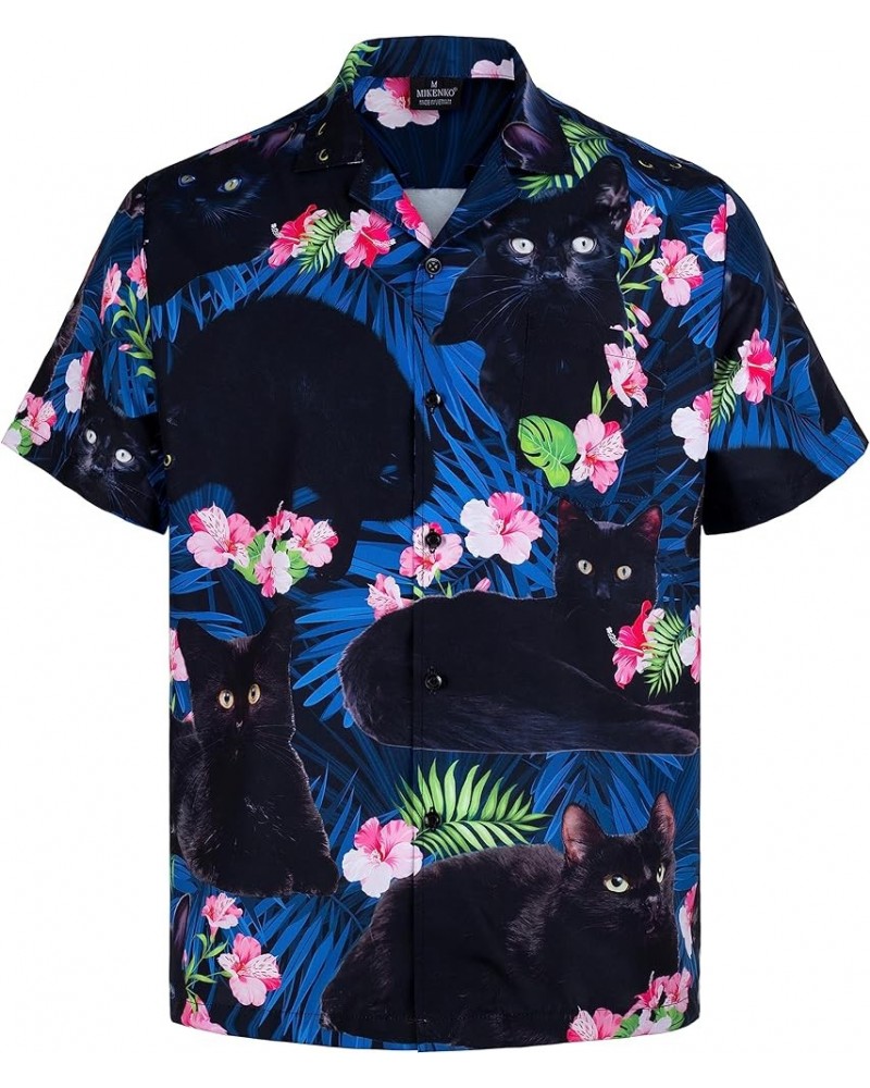 Funny Mens Hawaiian Shirts Short Sleeve Button Up Beach Summer Button Down Hawaiian Shirt for Men Women Cat 01 $12.50 Activewear