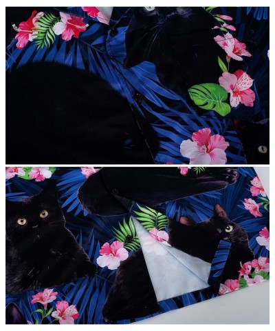 Funny Mens Hawaiian Shirts Short Sleeve Button Up Beach Summer Button Down Hawaiian Shirt for Men Women Cat 01 $12.50 Activewear