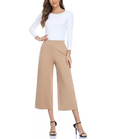 Wide Leg Pants for Women Business Casual Crop Palazo Dress Pants Capris Light Tan $21.20 Pants